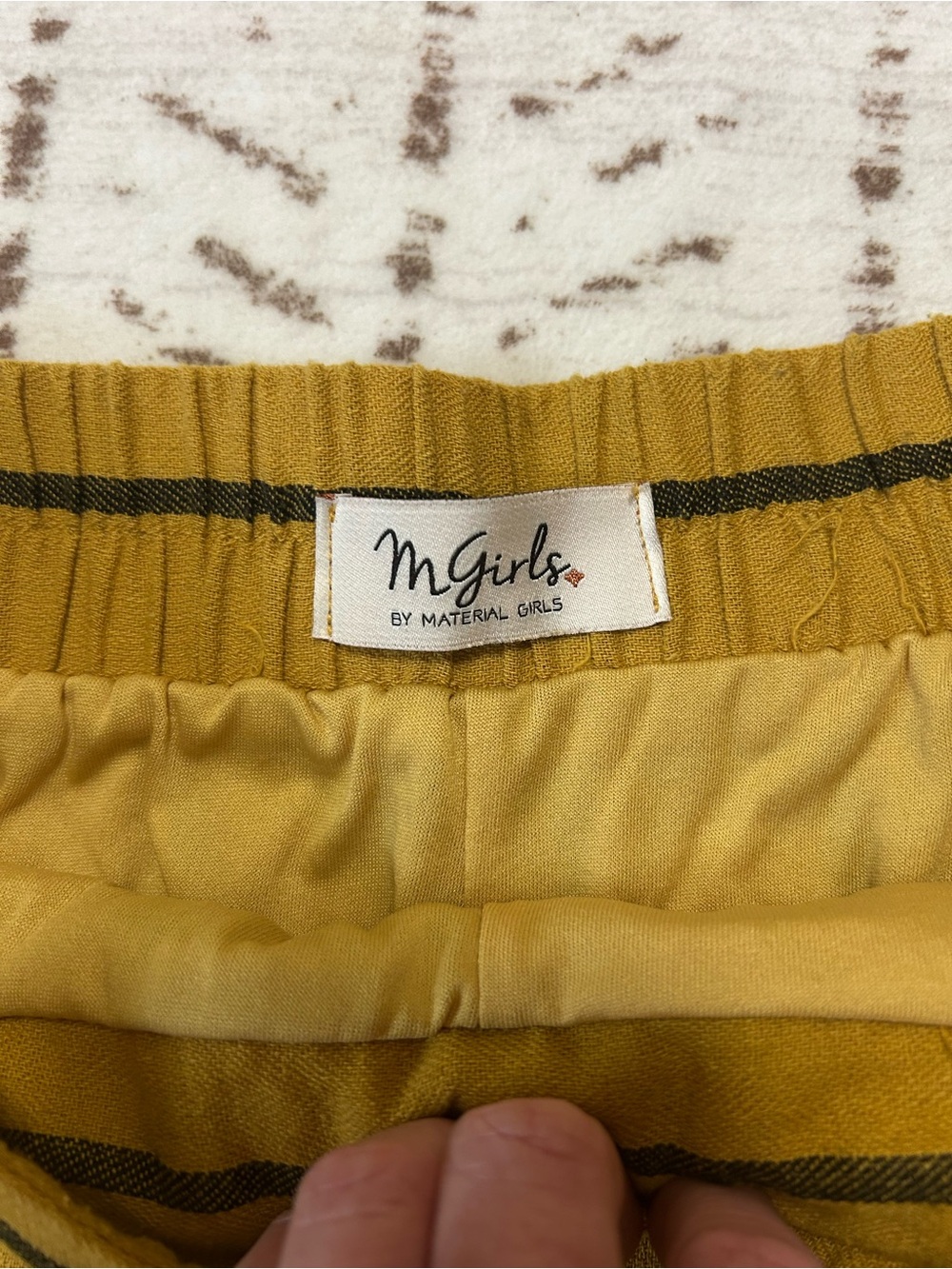 M Girls Mustard Stripe Wide Leg Pants Tie Waist Pull On Size M Cottagecore Boho - Picture 4 of 6